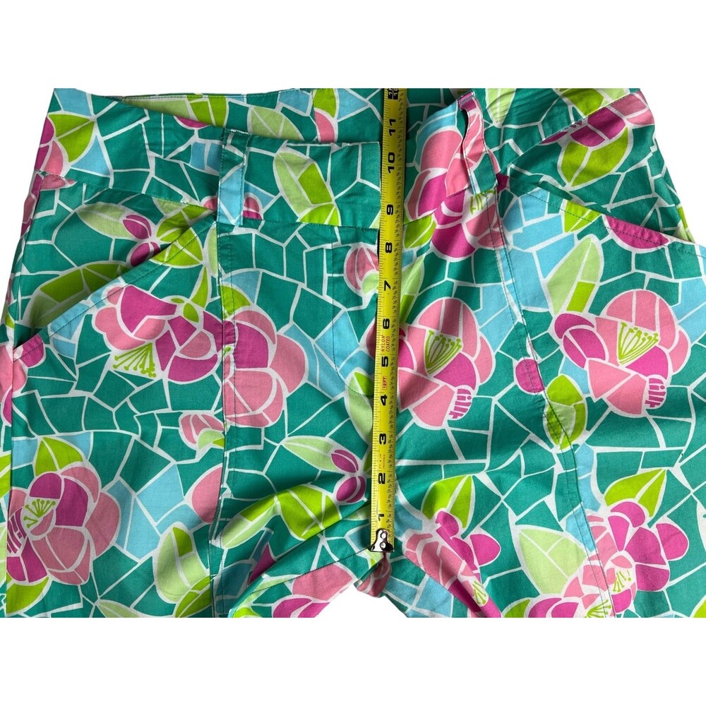 Lilly Pulitzer Pink & Green Floral Mozaic High Waist Wide Leg Pants  Size 8 - Picture 5 of 13